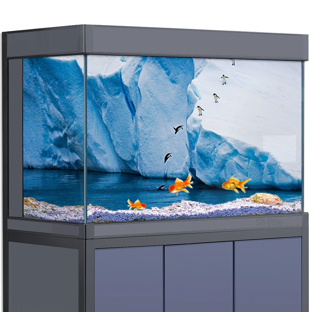 

Aquarium Background Sticker Decoration for Fish Tanks Penguins Winter Ice Nature Antarctic HD 3D Poster Printing Wallpaper PVC