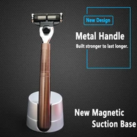 men manual care metal handle 3 layer stainless steel safty shaving razor blade suit for m3%ef%bc%8cnew magnetic suction base