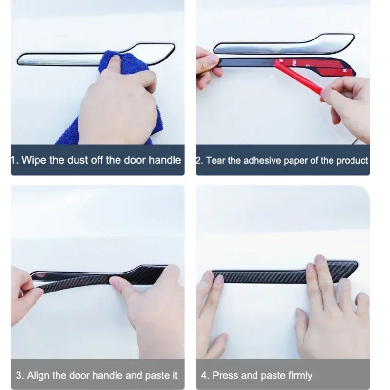 Защитная пленка для дверной ручки Tesla Model 3/Y/3 + Highland 2024 аксессуары из углеродного