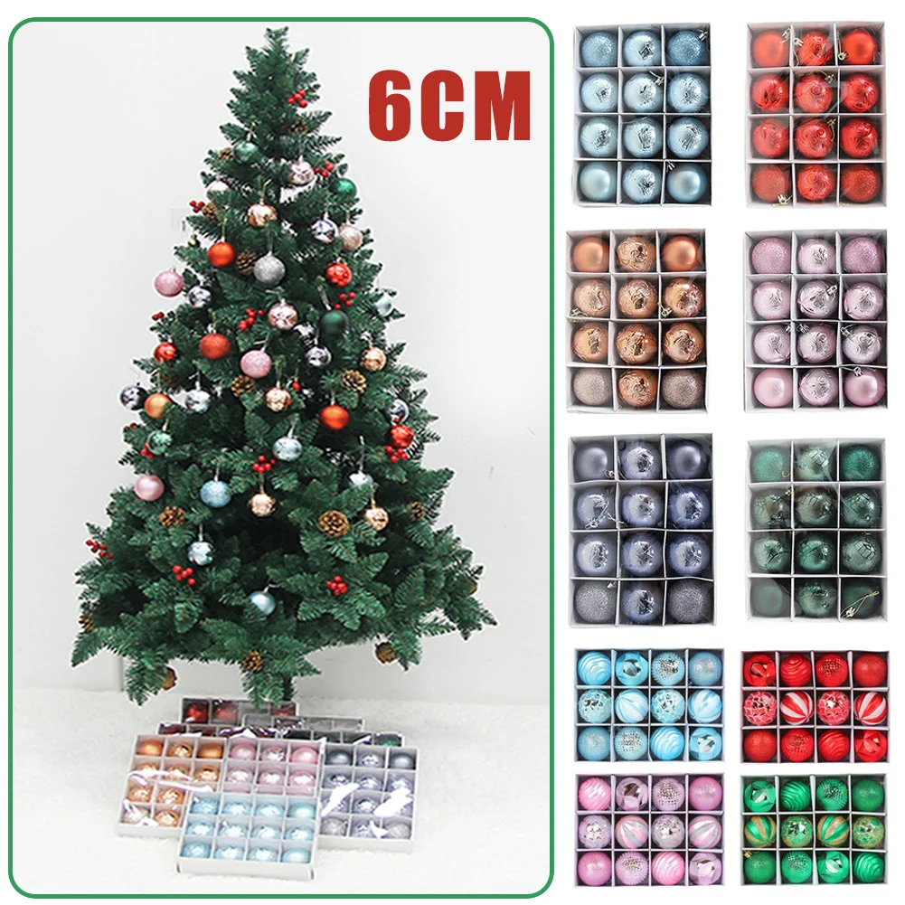 

12 шт., подвесные Рождественские шары, 6 см
