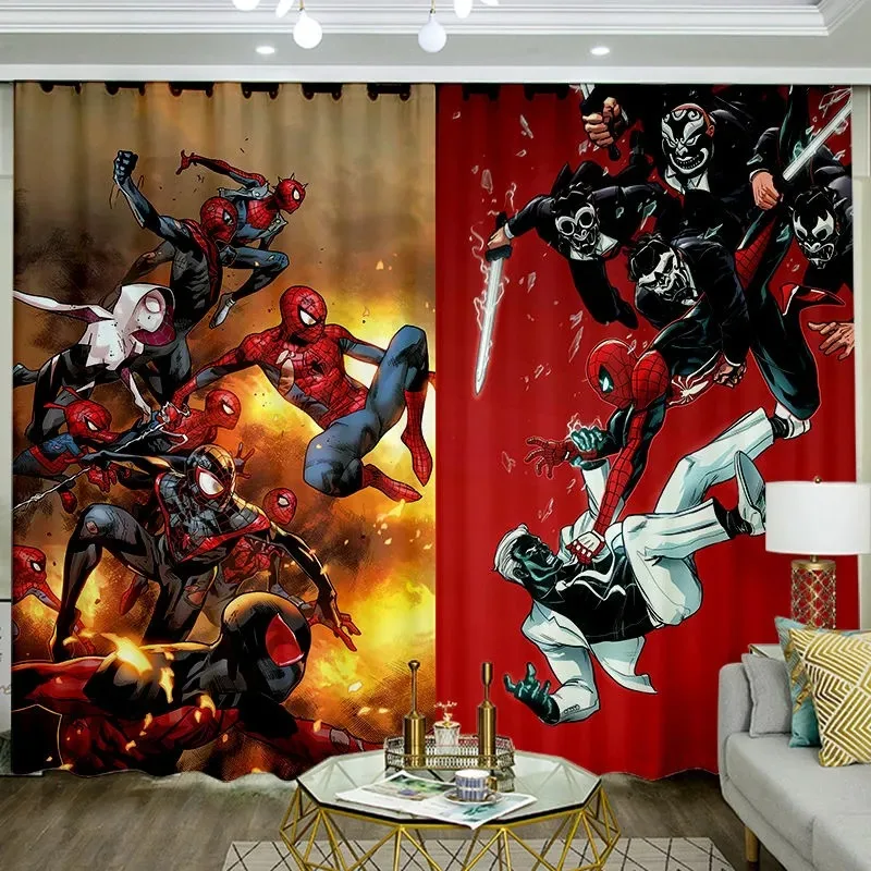 

2 Panels Curtain Disney Spiderman Blackout Curtains for Living Room Custom Curtains Shading Curtain for Children's Room