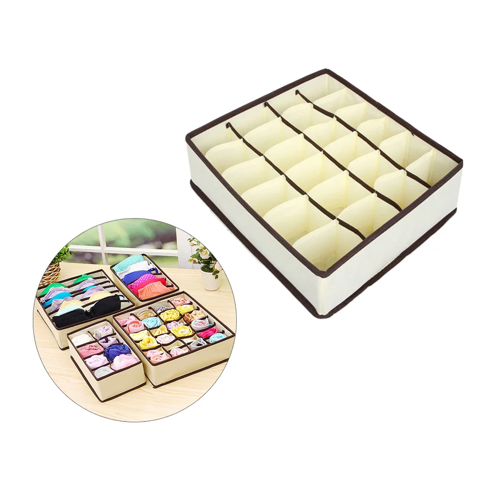 

3 Pcs Briefs Socks Container Dressing Table Foldable Closet Drawer Dividers Storage Box Fabric Bin