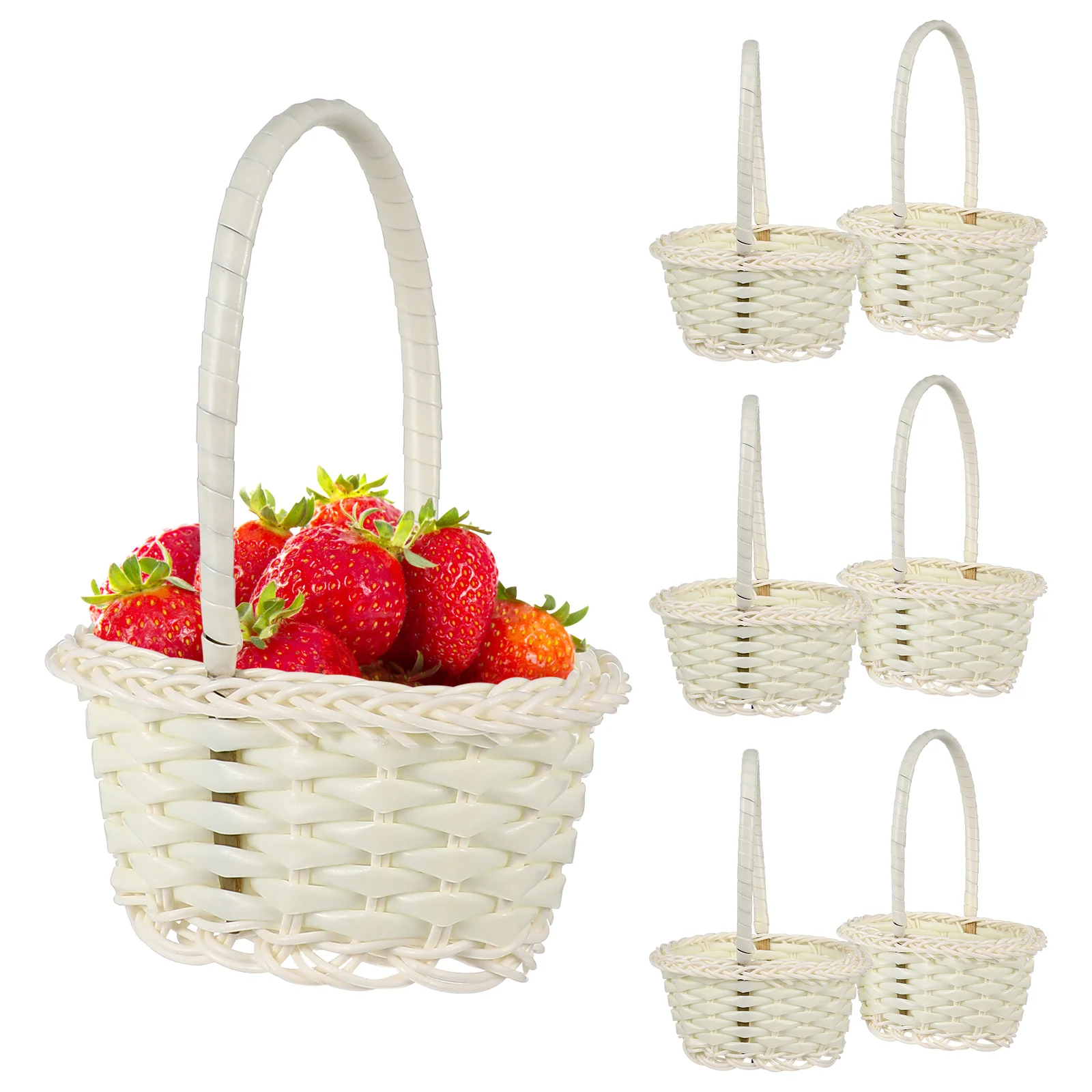 

10 Pcs Picnic Basket Wedding Decor Basket Handle Woven Storage Baskets Rattan Shopping Basket Small Basket Flower Baskets