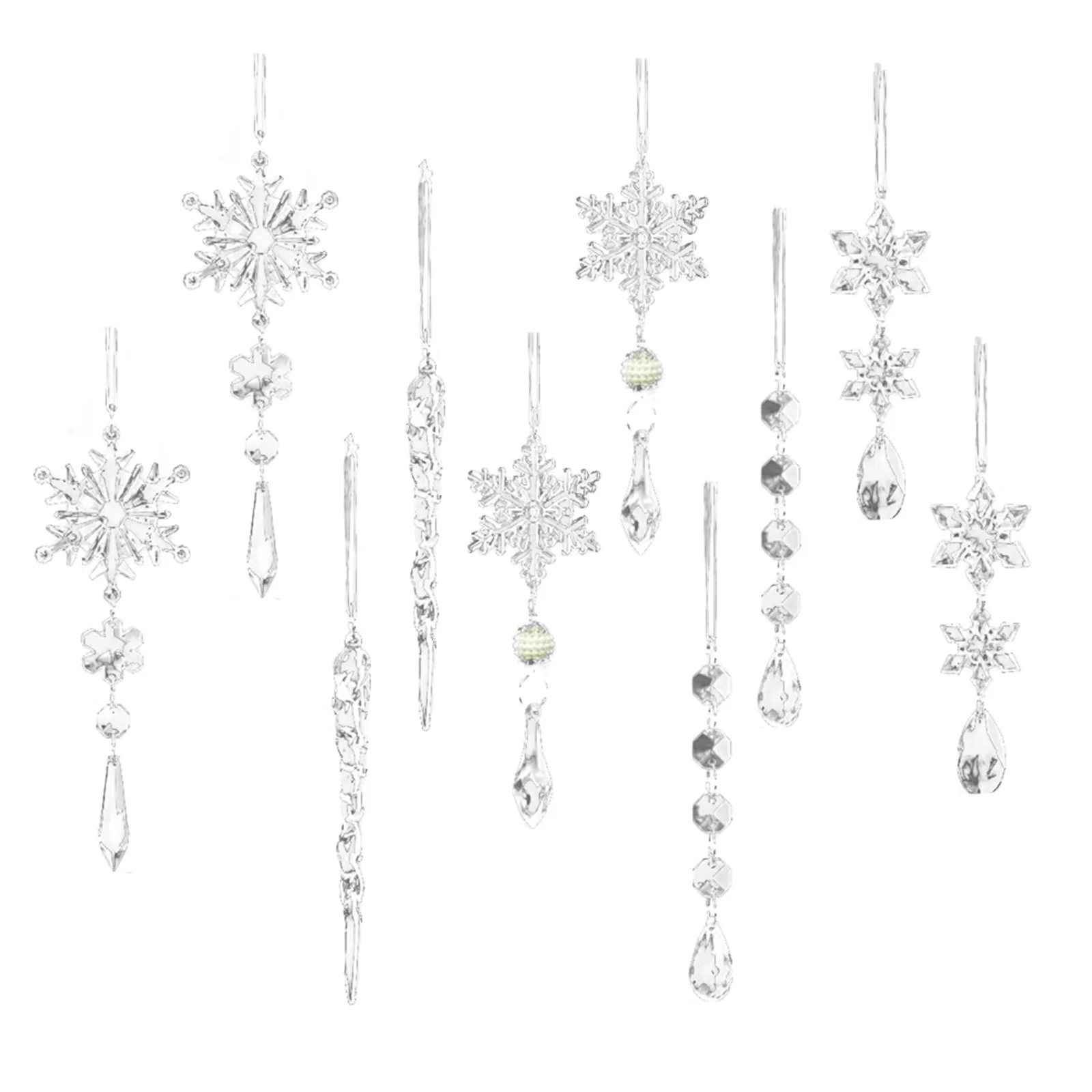 10 шт. рождественские украшения подвесные акриловые снежинки сосульки капли