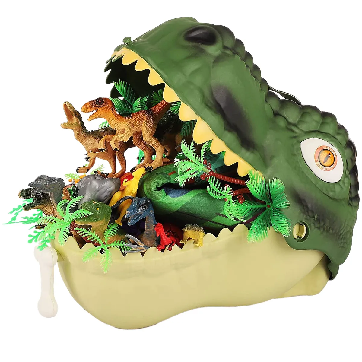 

Dinosaur Playset Realistic Dinosaur Toys Portable Funny Dinosaur Figure with Dinosaur Head Storage Box Play Mat Preschool
