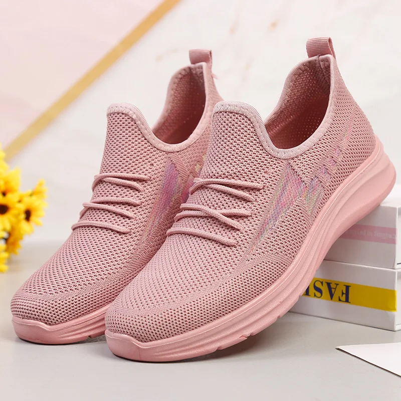 

Кроссовки-носки женские из дышащей сетки, на шнуровке, с круглым носком