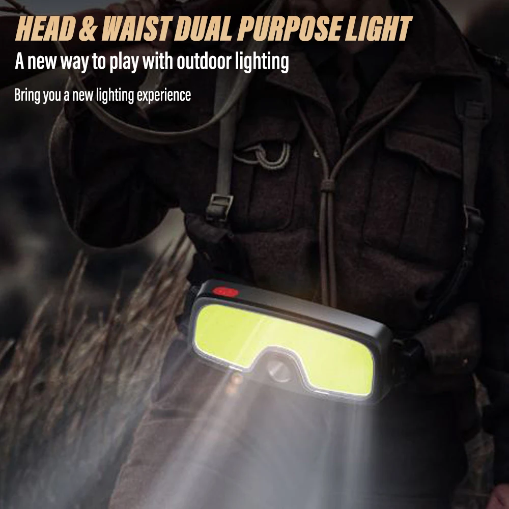 Супер яркий светодиодный налобный фонарь для рыбалки COB перезаряжаемый фонарик