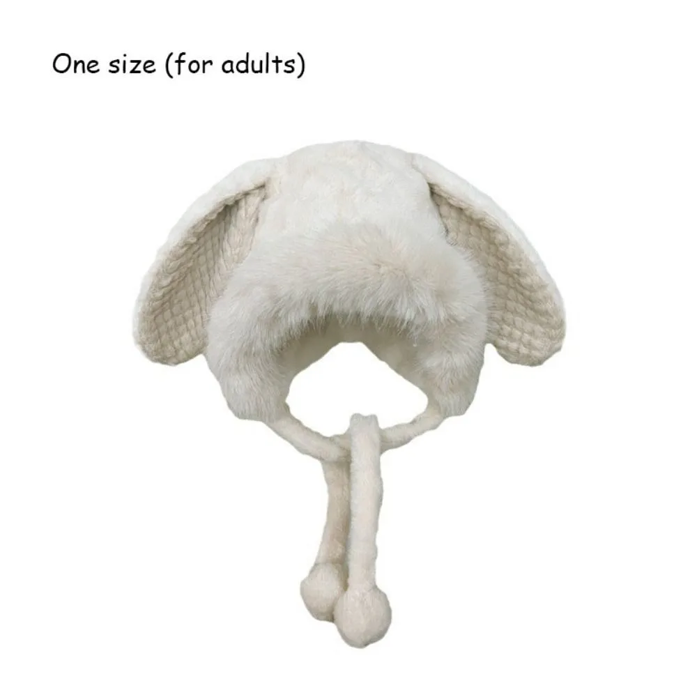 Милая теплая зимняя шапка шерстяная со шнуровкой и медвежьими ушками бархатная