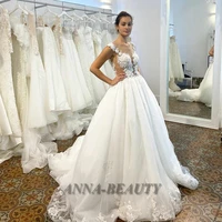 anna modern elegant wedding dresses v neck appliques tank court train vestidos de novia customised