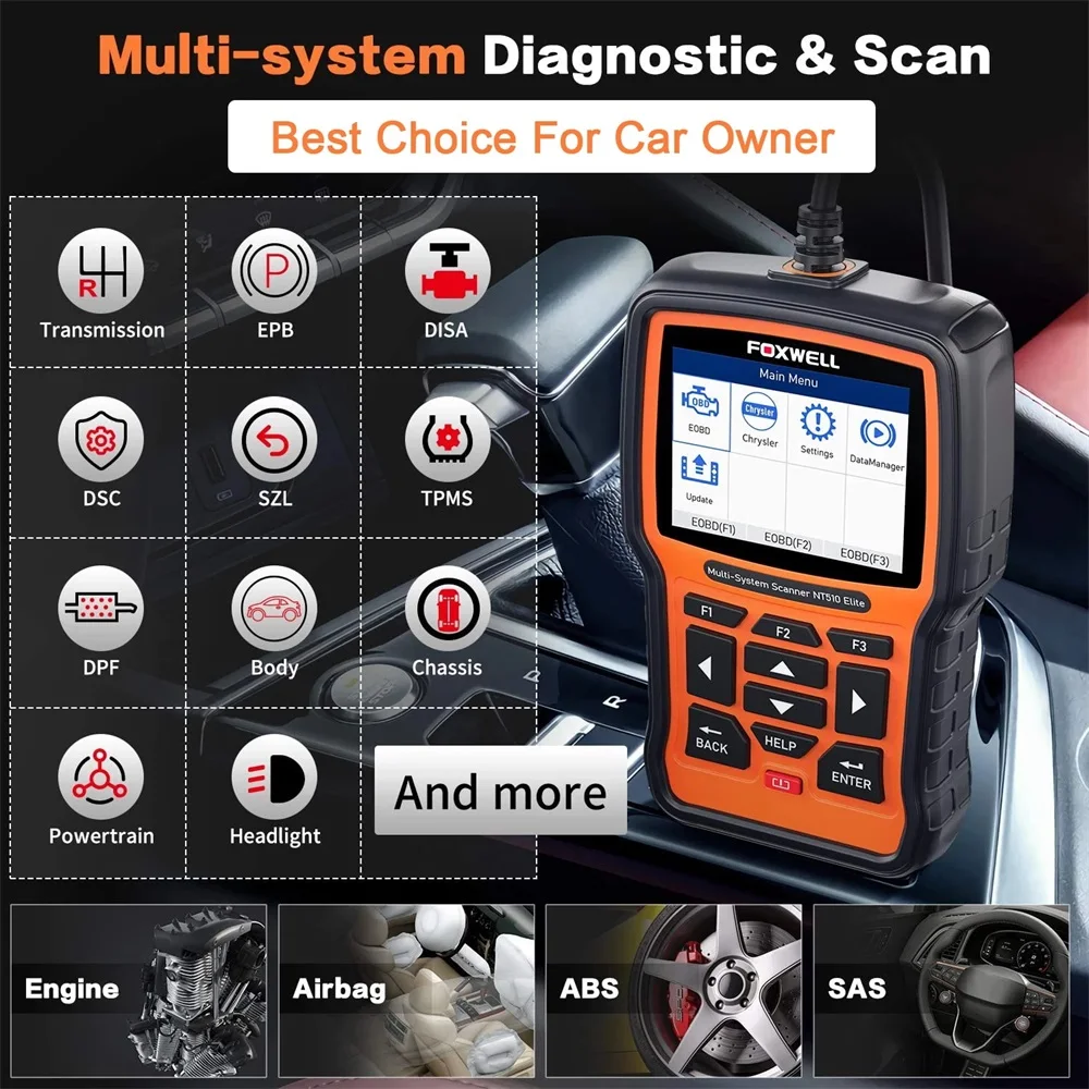Сканер FOXWELL NT510 Elite OBD2 для всех систем SAS DPF BRT многонаправленный тестовый