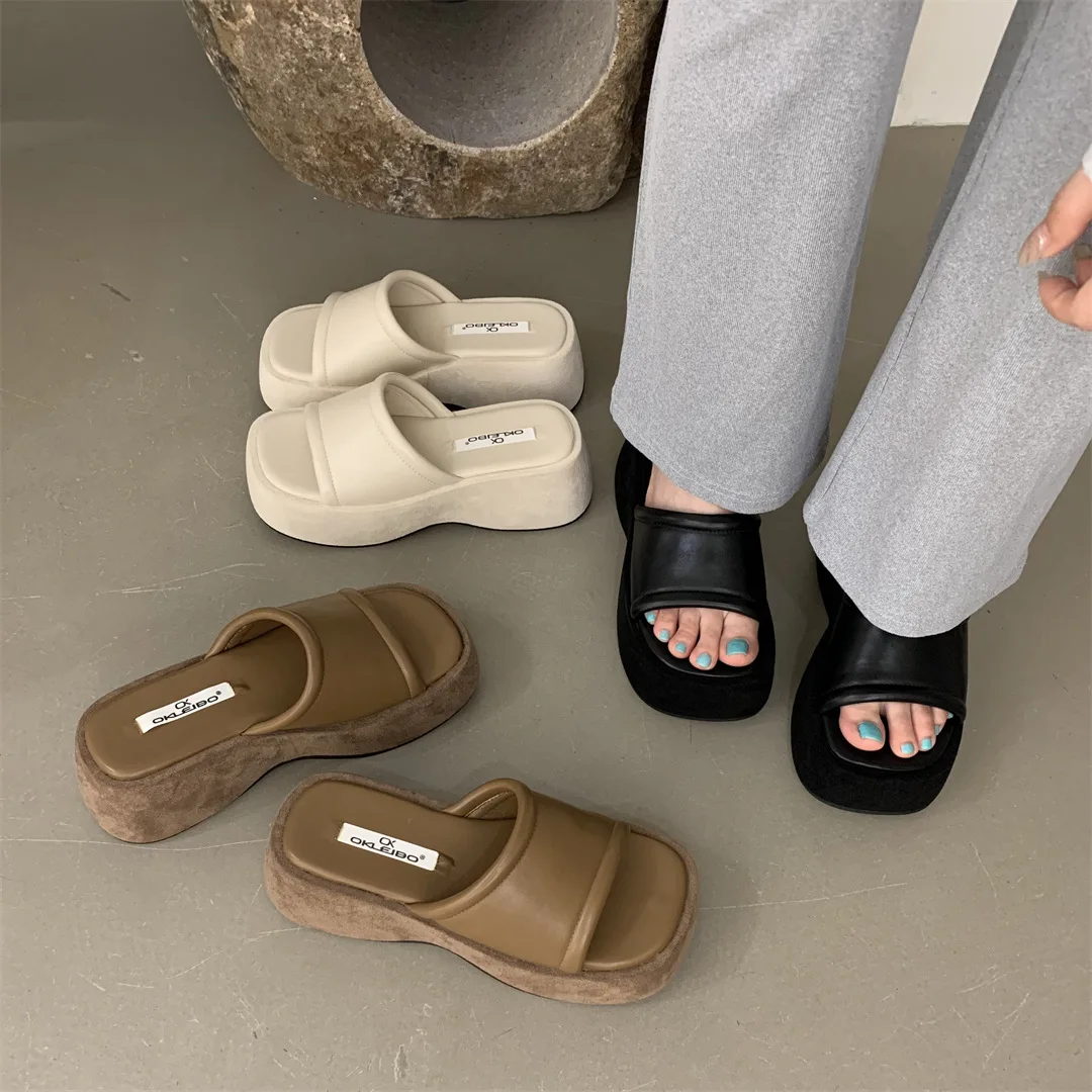 

Женские шлепанцы на танкетке, Мягкие Шлепанцы из мягкой ткани, на резиновой подошве