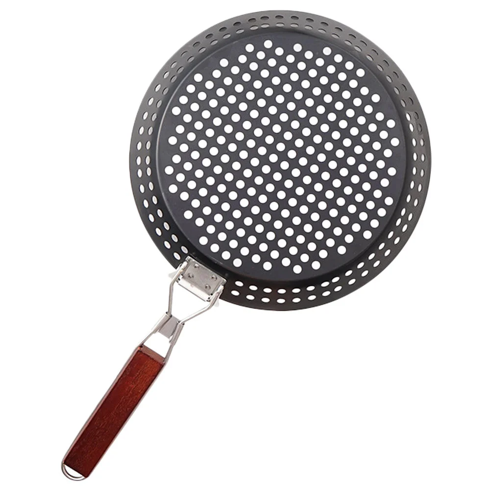 

Grill Pan Grilling Basket Skillet Bbq Veggie Folding Barbecue Handle Shrimp Nonstick Pizza Wok Accessories Baskets Vegetable