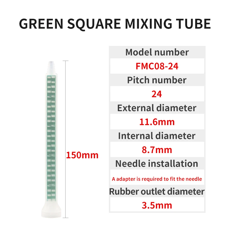 

30 шт., насадка для смешивания эпоксидной смолы, статическая насадка для смешивания FMC08-24, зеленый квадратный наконечник, трубка для смешивания, клей для эпоксидной смолы