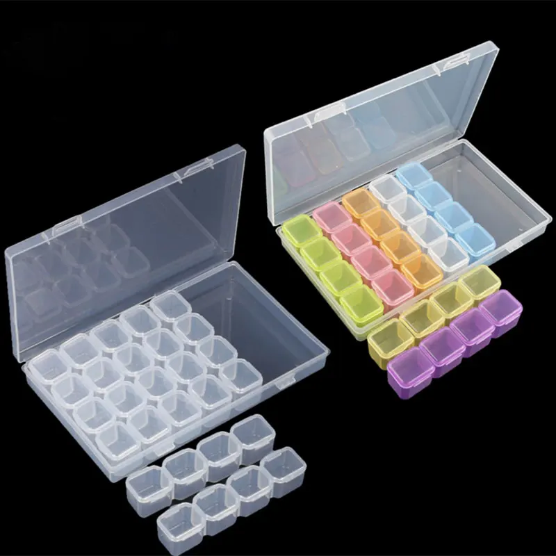 

NEW 28 Grids DIY Diamond Painting Boxes Dismountable Diamond Embroidery Accessories Home Storage Organizer Cross Stitch Cases