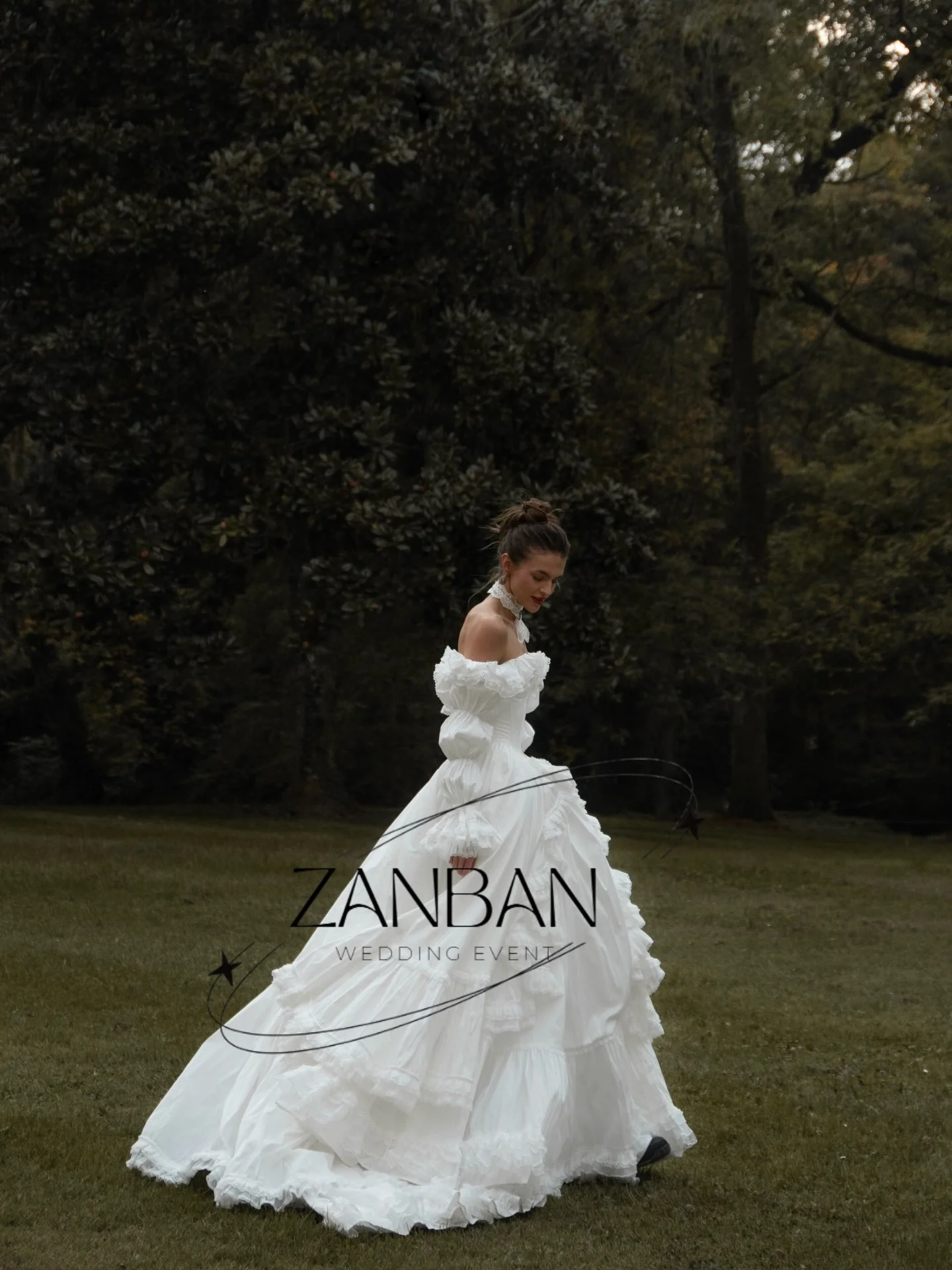 Фото Свадебное платье ZanBan Princess А-силуэта с открытыми плечами, элегантное, с кружевом и длинными рукавами, платье для невесты, индивидуальный пошив, Vestidos De Novia. №4