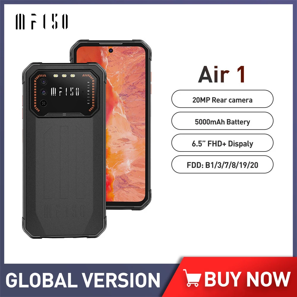 

IIIF150 Air1 Rugged Smartphones 6.5Inch FHD Display 6GB+64GB Android 12.0 Mobile Phones 20MP Macro Camera Cellphone 5000mAh NFC