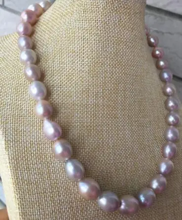 

huge 8-10mm south sea baroque lavender pearl necklace 18inch