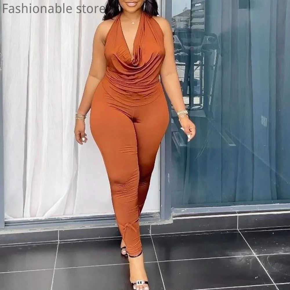 Женский пикантный однотонный топ с лямкой на шее и открытой спиной