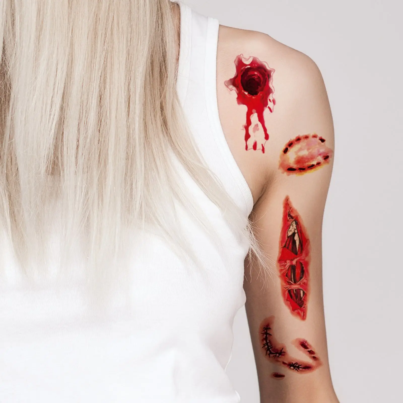 

Halloween Bloody Scar Tattoo Stickers Waterproof Tattoo Stickers Halloween Adult Kids Festive Atmosphere Cosplay Decorations