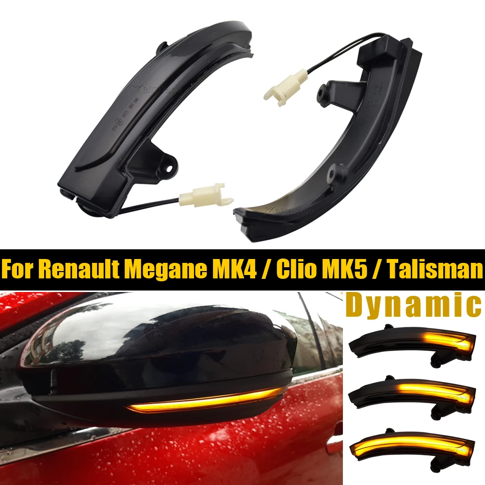 

2pcs Dynamic Blinker For Renault Megane MK4 IV Talisman 2016-2019 Clio V MK5 2020 2021 Side Mirror LED Turn Signal Arrow Light