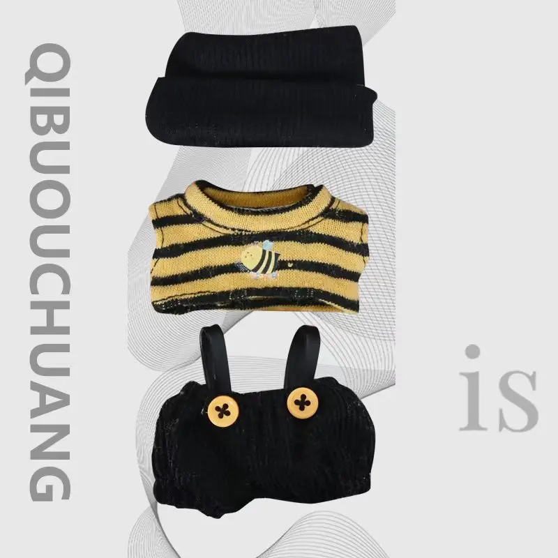 Мини-набор одежды Labubu Bumblebee 4-го поколения для виниловой куклы-брелока, милый желтый, черный полосатый костюм с аксессуарами для крыльев (art.: 3920d1df9d314) - 3920d1df9d314