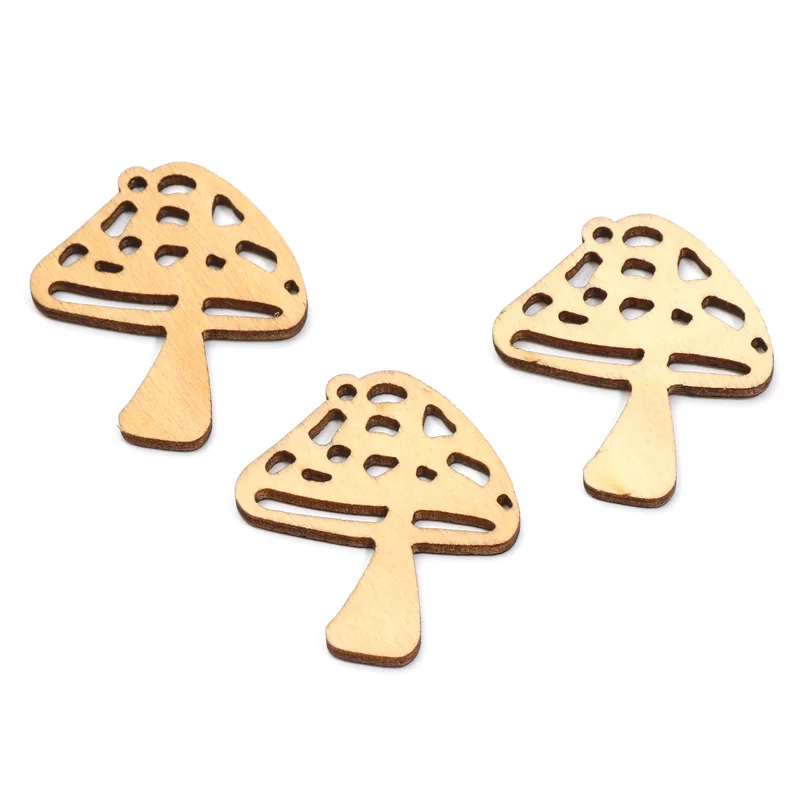 10 шт. 34x40 мм небольшие натуральные деревянные пустотелые грибы узор ломтик