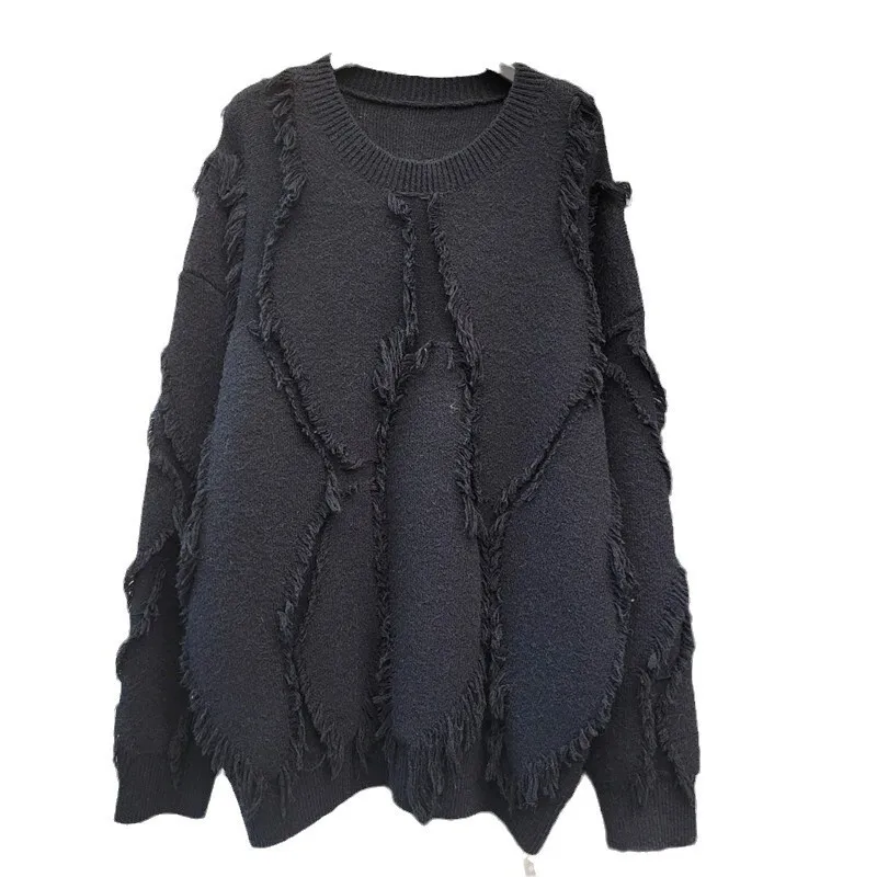 [zoci] Зимний нишевый дизайн толстый вязаный топ свободный ленивый изношенный