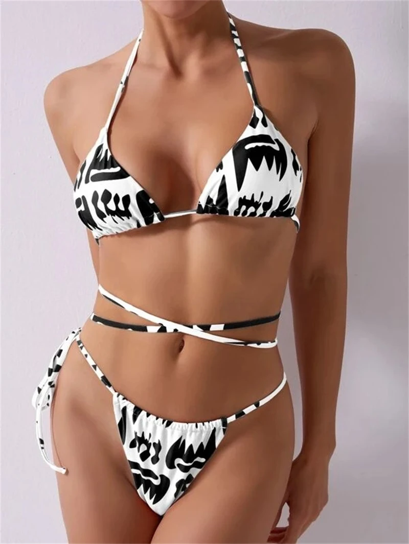 

Sexy Low Waist Color Matching Bandage Bikini Swimwear Push Up 2022New Swimsuit Bikinis Set for Women Bathing Suit Female Biquini
