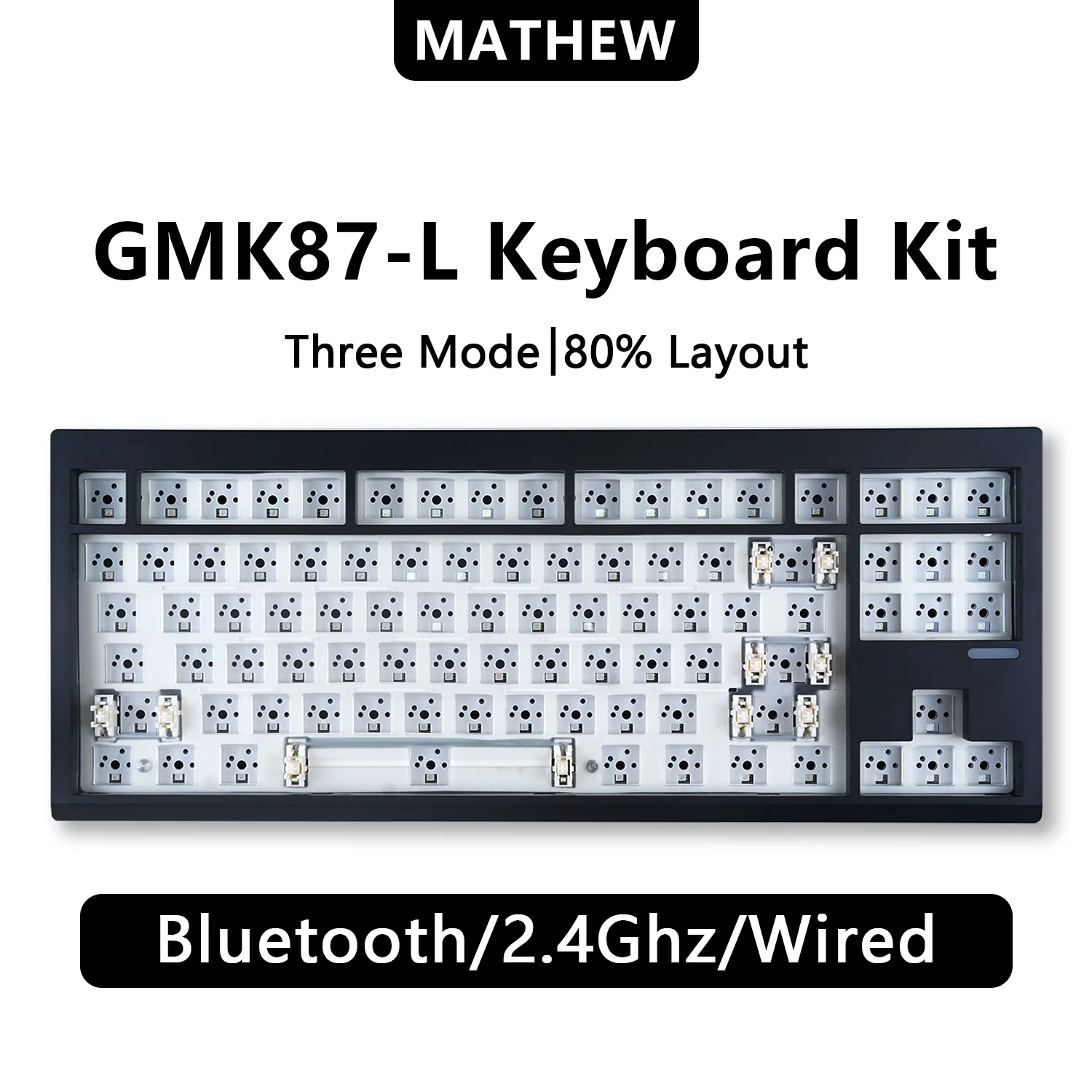 ZUOYA GMK87-L 3-режимный набор беспроводной механической клавиатуры DIY BT/2 4G/USB-C с