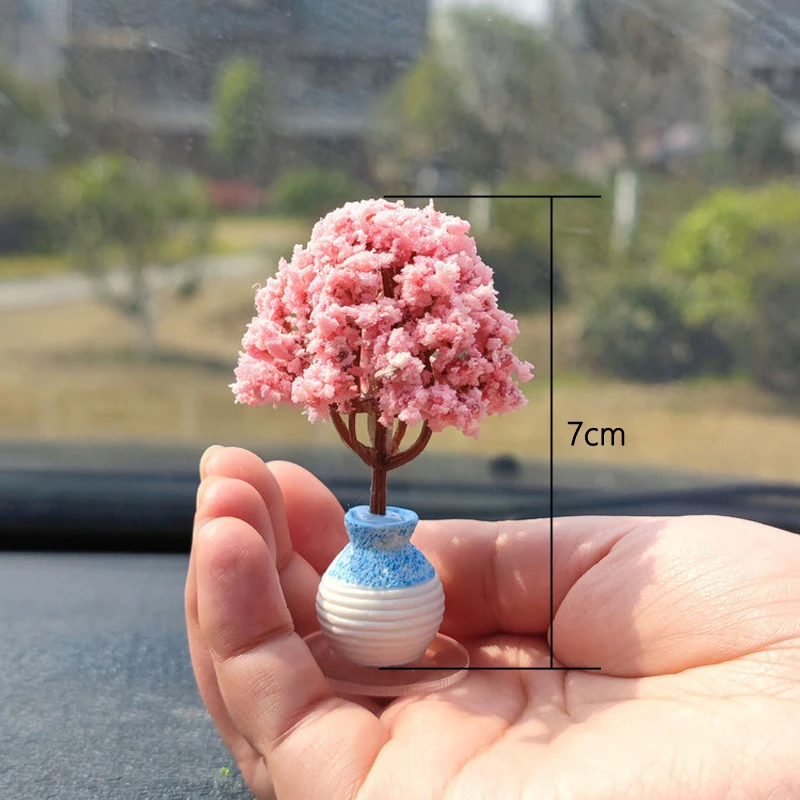 New Car Mini Tree Decorations Center Console Car Mounted Green Plant Accessories Simulated Flower Decoration Cute Gift For Girls images - 6