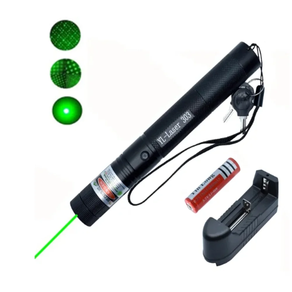 

Powerful Red Green Laser Pointer 10000m 5mw Laser 303 Sight Focus Adjustable Burning Lazer Torch Pen 18650 Charging