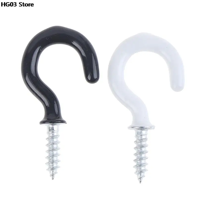 100% Brand New 10Pcs Mug Shouldered Hanger Cup Hooks Heavy Duty Screw-In Ceiling Hooks Black/White/Gold