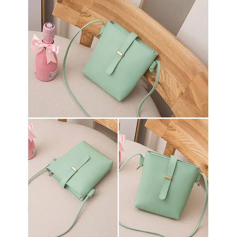 Women Pu Mini Cross Body Messenger Bag Pouch Ladies Shoulder Bags Bucket Bag New Female Bag Small Fresh Oblique Bag
