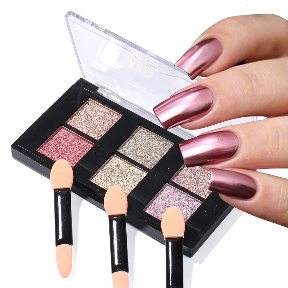 4/6 цветов волшебное зеркало блестящий порошок Хромовый пигмент для ногтей