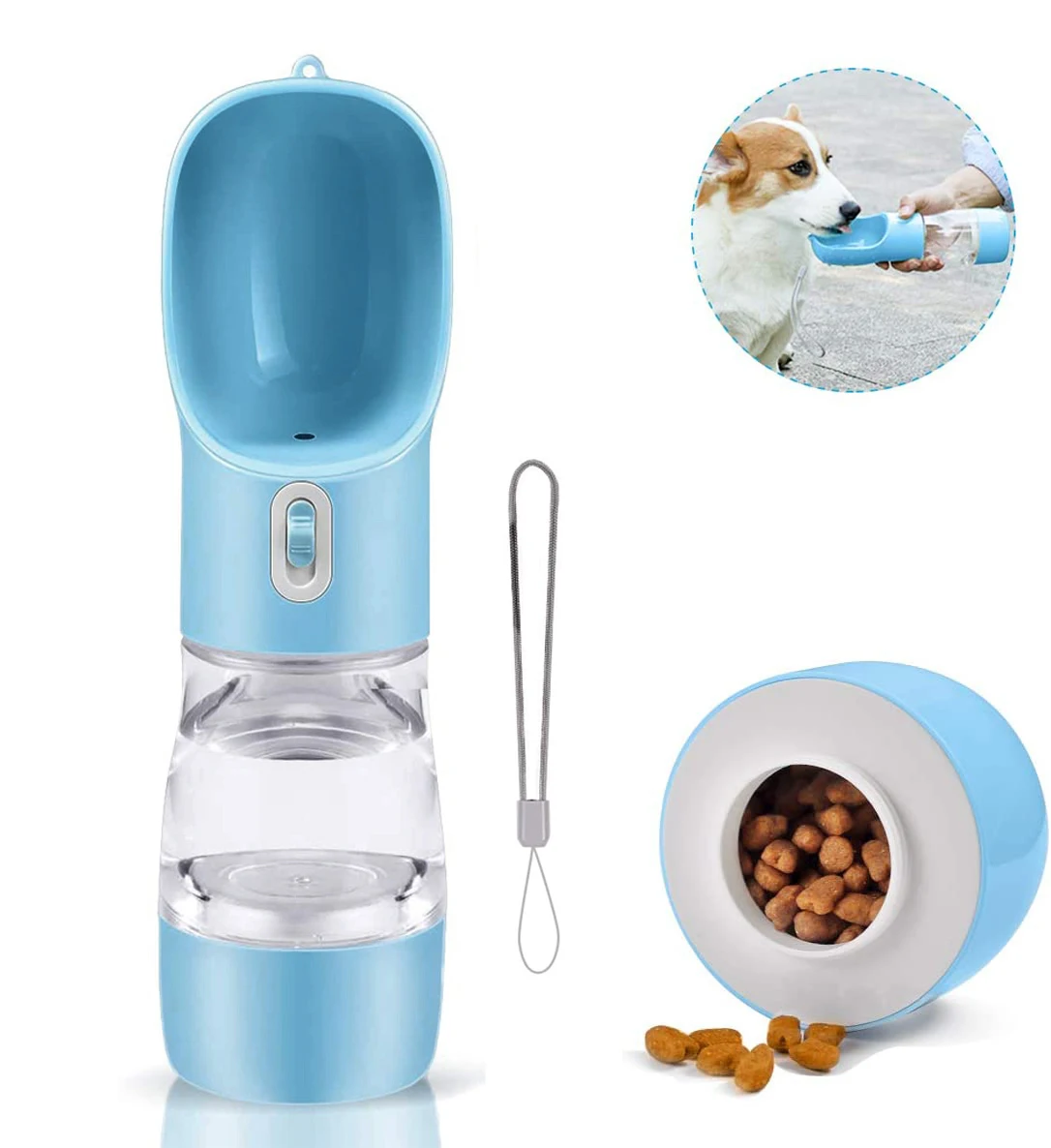 

Dog Water Bottle Portable Pet Drinking Water Feeder Bowl Dog Cat Food Feed Puppy Dog Cat
