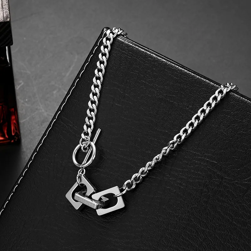 

Punk Miami Cuban Choker OT Buckle Necklace Hip Hop Titanium Steel Thick Chain Circle Necklace Women Neck Jewelry Accessories