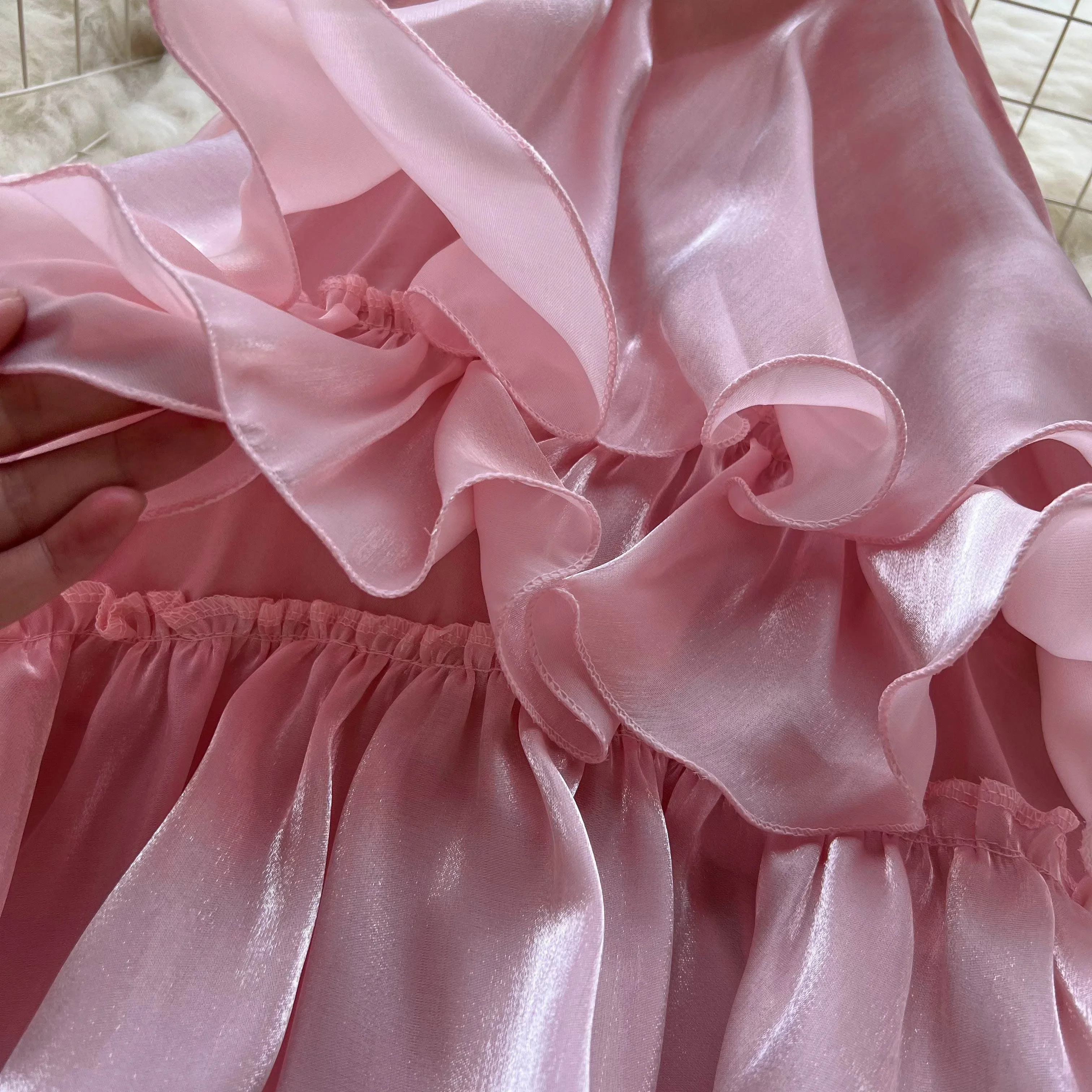 U1309 Sweet Memory Фиолетовый Розовый Белый Оборками Холтер Шифон Майка Сексуальная