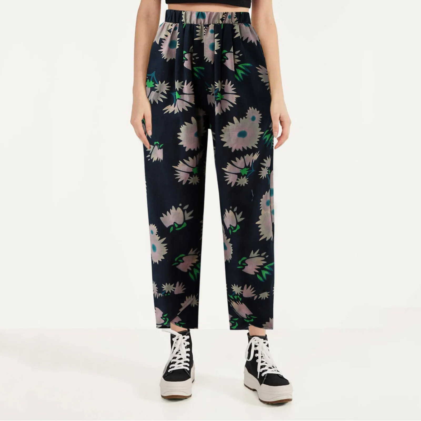 

Брюки женские повседневные, спортивные штаны с цветочным принтом, деловые повседневные, лето-осень