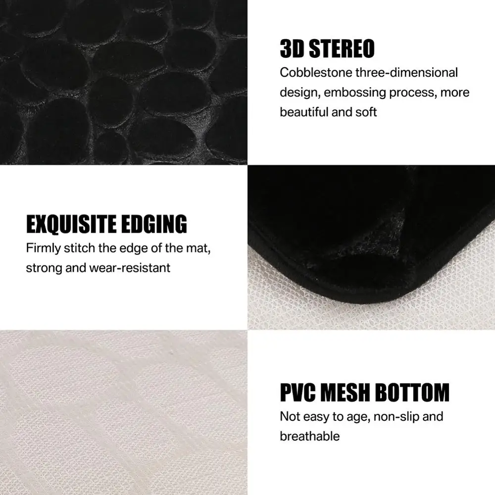 50x80cm cobblestone fleece bathroom memory foam rug kit toilet bath non slip mats floor carpet set mattress for bathroom decor free global shipping