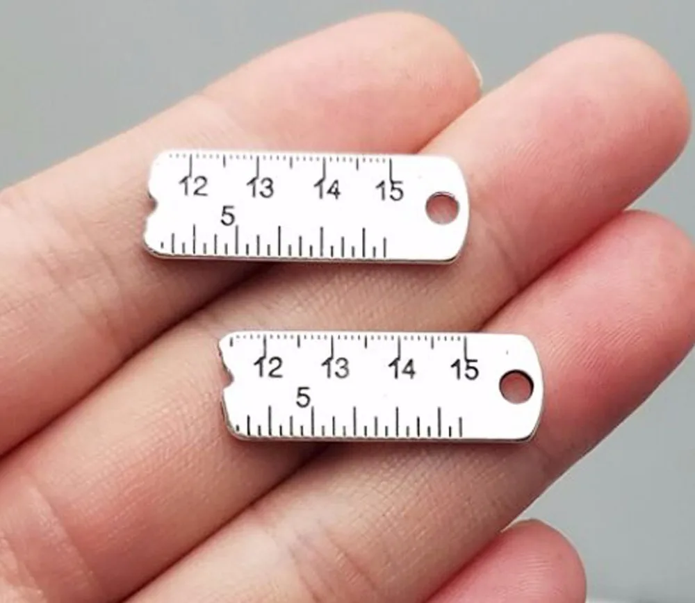 

20pcs/lot--29x10mm Antique Silver Plated Ruler Charms Straightedge Pendants DIY Keychain Supplies Jewelry Findings Accessories