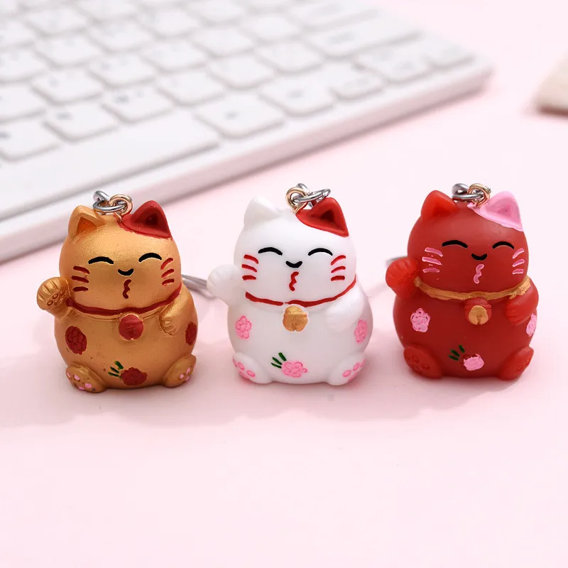 

12 шт./лот Милые 3D резиновые брелоки Neko счастливая кошка удача кисточка брелок для ключей автомобиль для женщин сумка Подвеска шармы Ювелирн...
