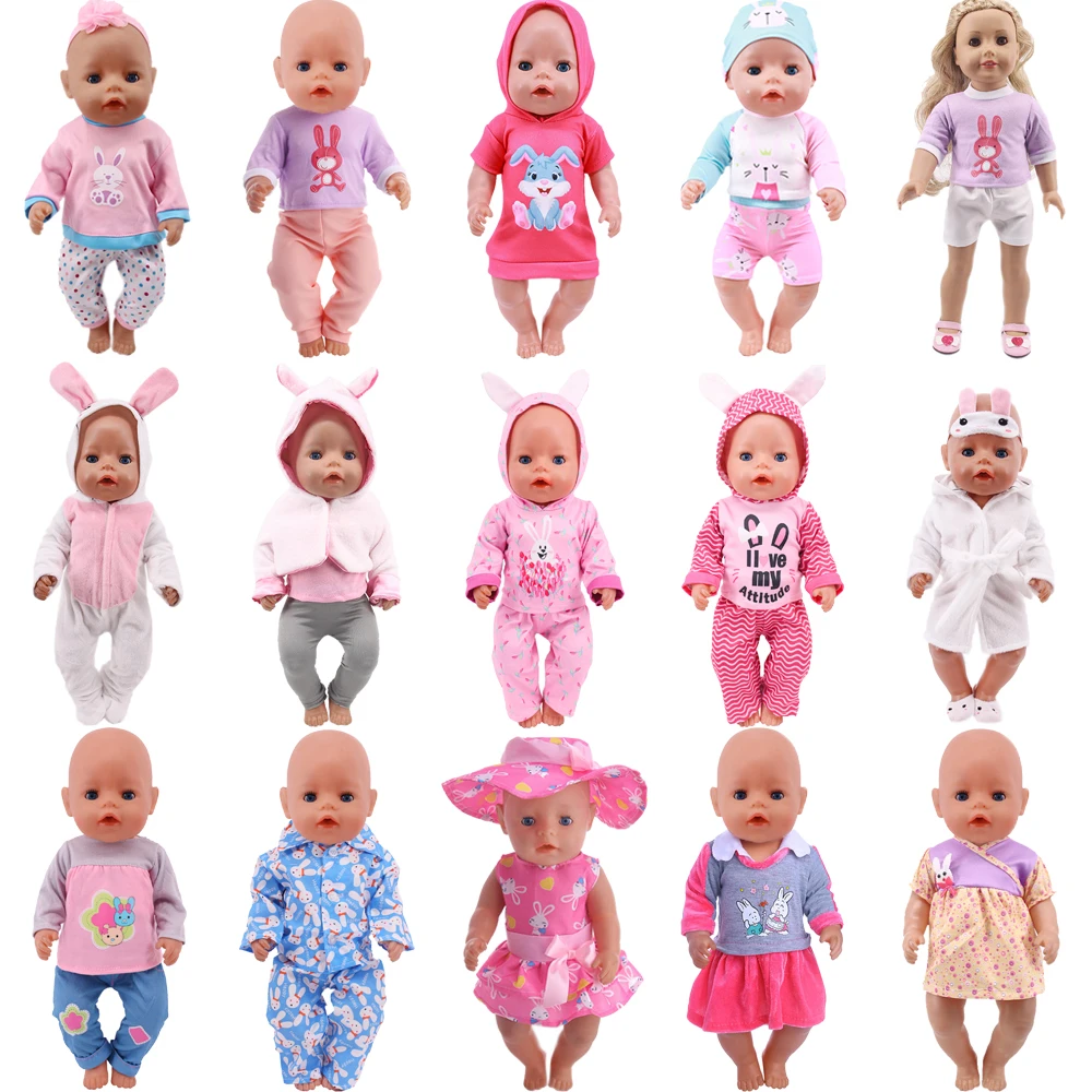 

Bunny Doll Clothes Shoes Accessories Pajama For 18inch American Doll ,43cm New Born Baby Our Generation Dolls Items Girls Gift