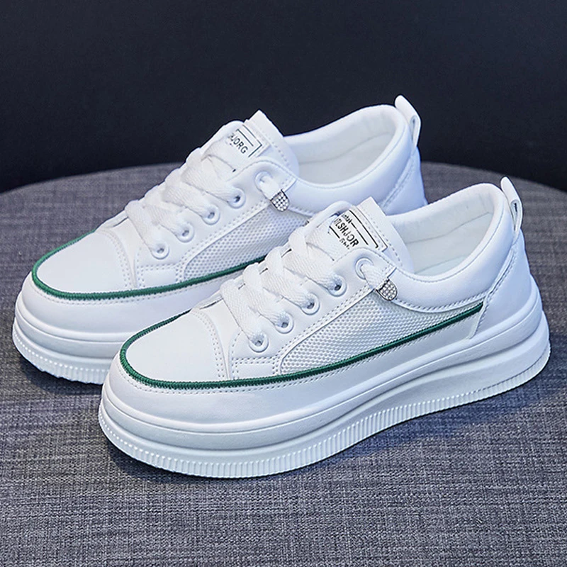 

Женские кроссовки с вулканизированной подошвой, Белые Повседневные Прогулочные кроссовки на платформе, на плоской подошве, 2022