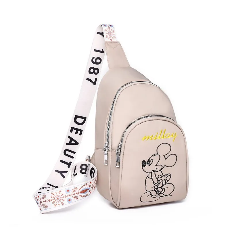 

Новинка 2023, модная дамская нагрудная сумка Disney с Микки, мультяшная Милая вместительная сумка на плечо для девочек, дорожная поясная сумка, с...