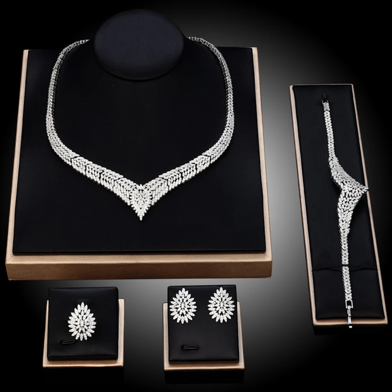 

Лидер продаж, свадебное ожерелье с покрытием из 18-каратного золота, браслет, блестящие роскошные свадебные серьги-цепочки, кольцо, ювелирны...