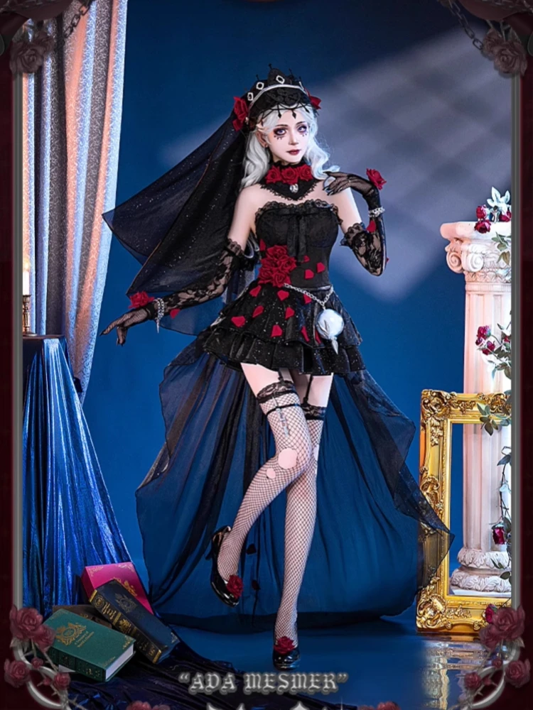 Ада Месмер Косплей Identity V Аниме Женское Сексуальное Черное Платье Костюм