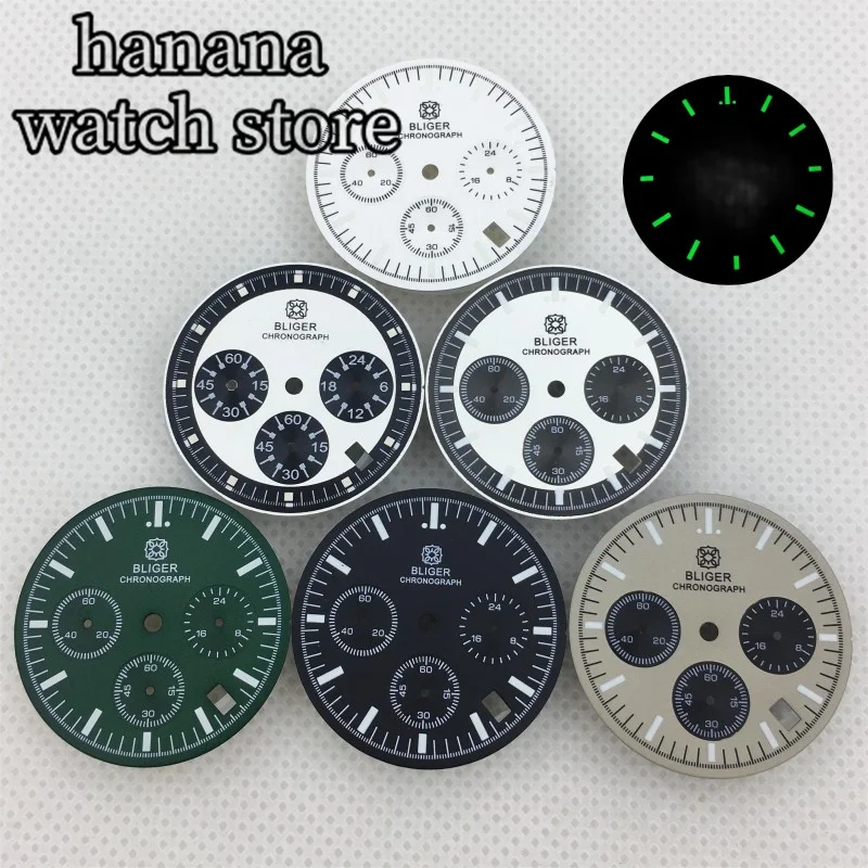 Циферблат BLIGER/без логотипа VK63 31 5 мм кварцевый механизм циферблат черный белый