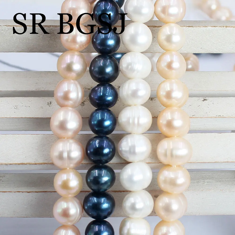 

8-9mm A+ White Pink Purple Black Nearly Round Real 100% Natural Freshwater Pearl Jewelry Making Beads 15"