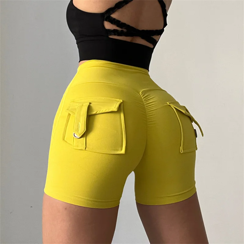 

TRYTOBN Sport Shorts With Pocket Women Yoga High Waist Tights Buttocks Fitness Workout Leggings Push Up Cycling Shorts Gym Pants