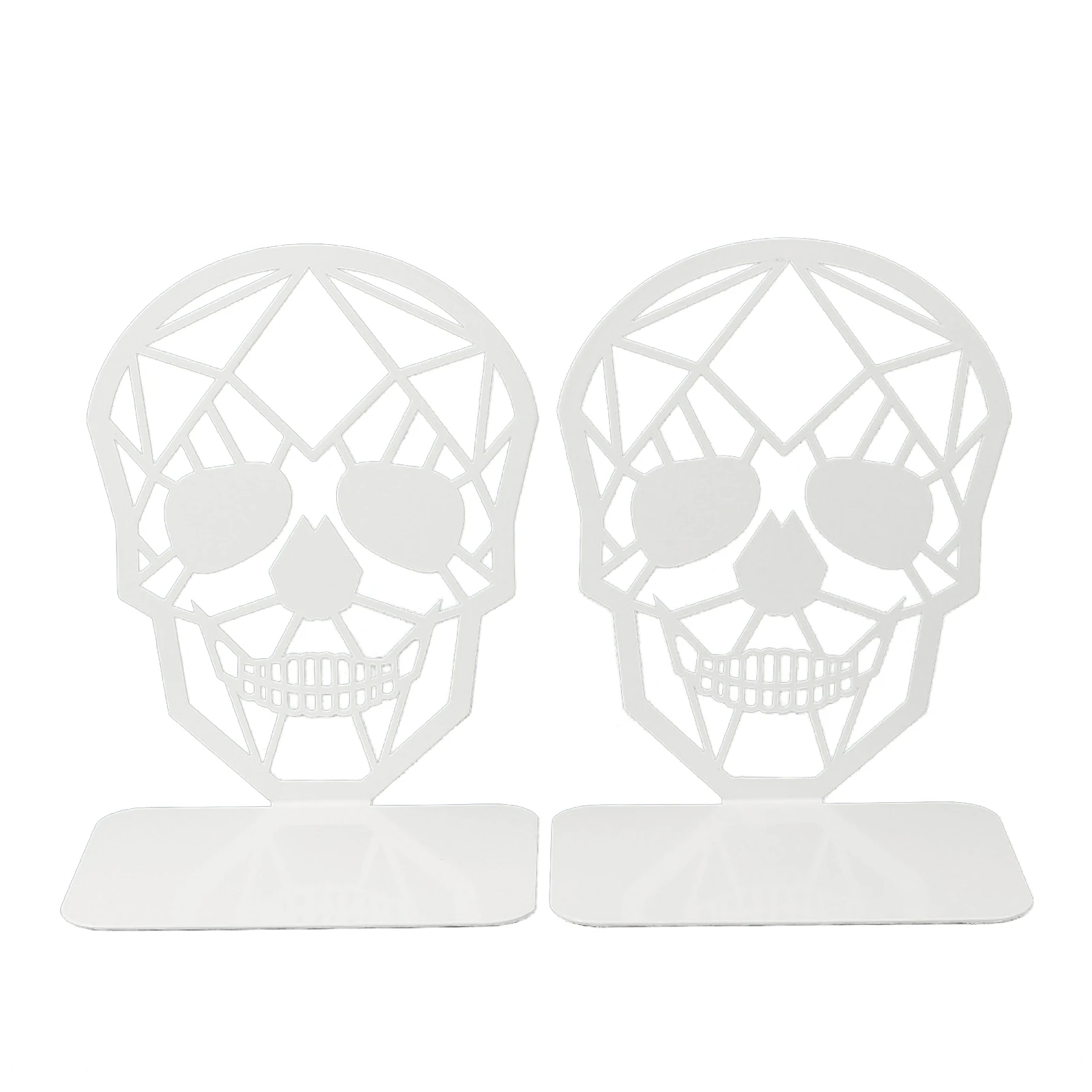 

1 Pair Decorative Gift Support Book End For Bookshelf Desktop Organizer Home L Shape Library Holder Skull Design Office